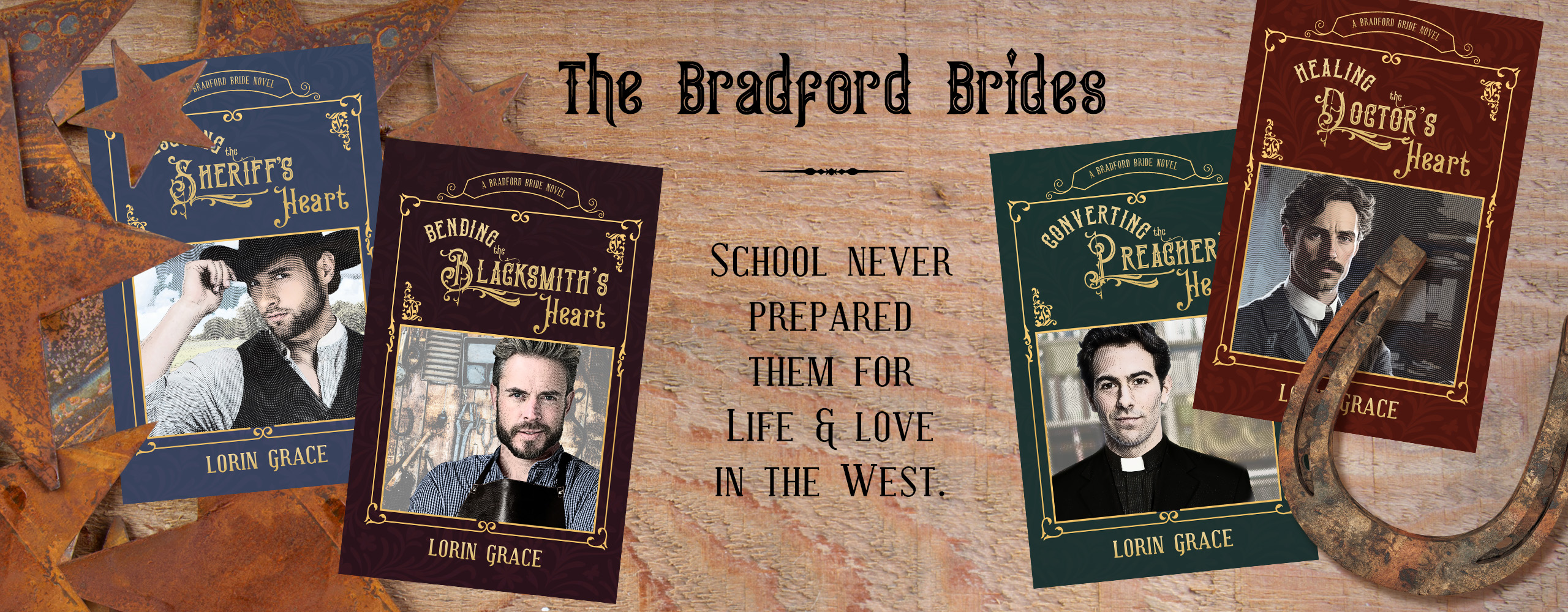 Banner showing all of the Bradford Brides books